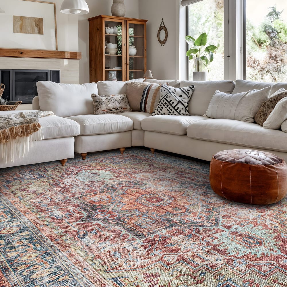 World Rug Gallery Traditional Distressed Washable Area Rug
