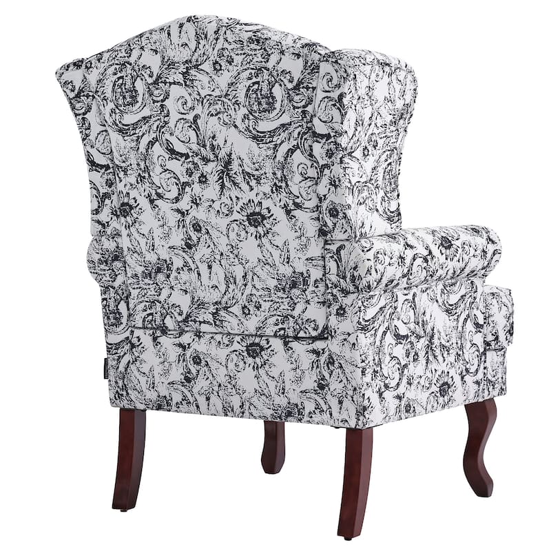 Elegant Living Room Wing Back Arm Chair Upholstered Accent Chair