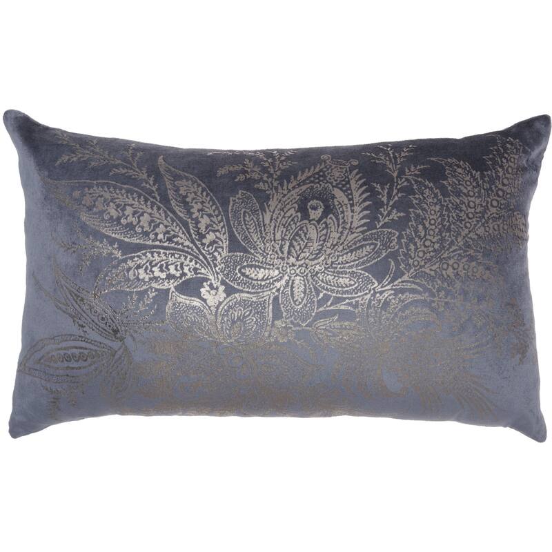 Pillow Metallic Florals 14" x 20" Midnight Indoor Throw Pillow - 14"X20" - Midnight