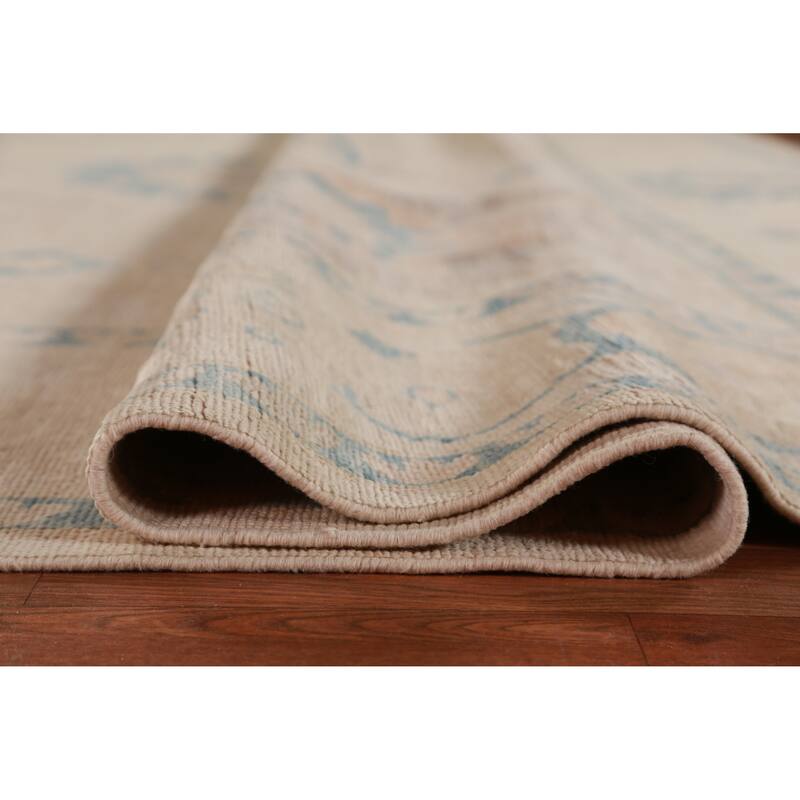 Hand Knotted Oriental 100% Wool Carpet Transitional All-Over Beige & Ivories Oushak Area Rug - 13' 5'' X 10' 1''