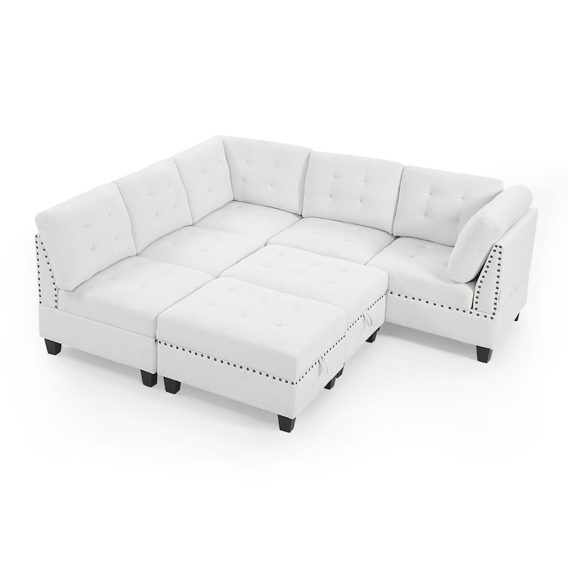 7 Pieces Chenille Modular Sectional Sofa, DIY Combination, Storage Bed Bath & Beyond 39595682