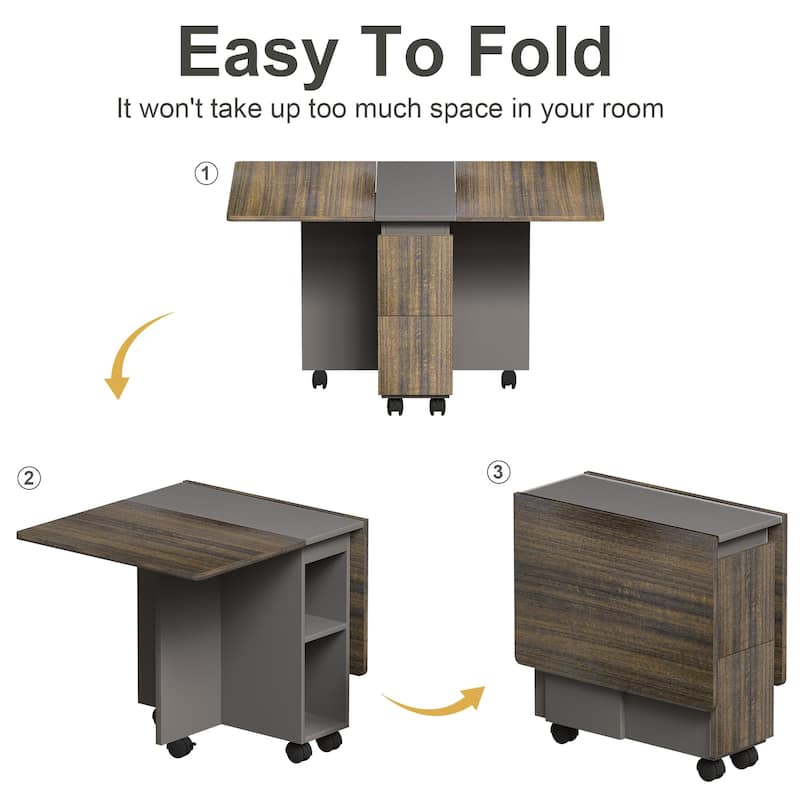 Anmytek 5 Pieces Folding Dining Table with 4 Stools Multi Functional Kitchen Island Desk