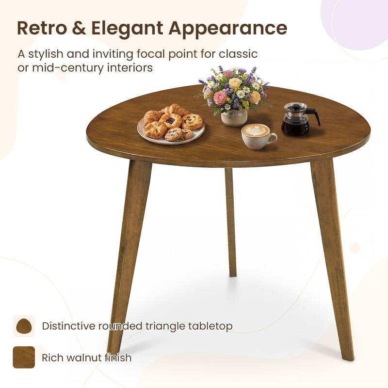 Gymax 35.5'' Triangle Dining Table Farmhouse Kitchen Table w/ Solid