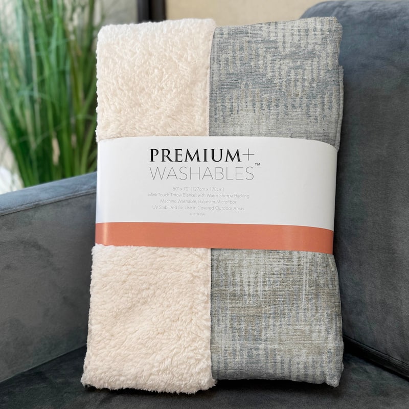 Premium Machine Washable ASB80 Modern Ombre Sherpa Throw Blanket