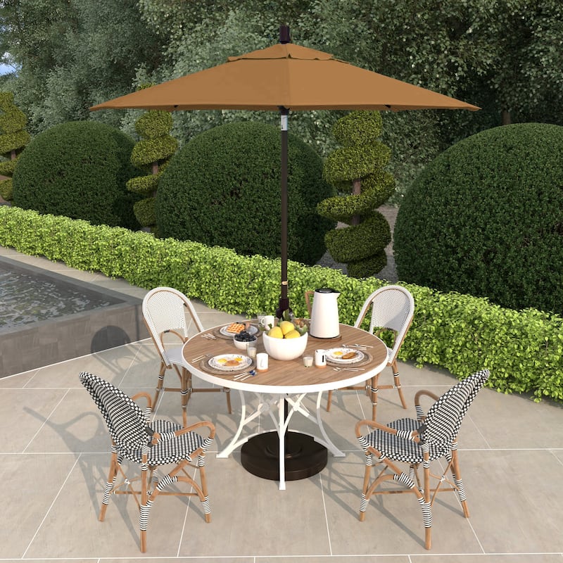 California Umbrella 7.5' Sun Master Patio Umbrella Bronze Aluminum Pole Fiberglass Ribs Crank Lift Tilt Sunbrella Cilantro