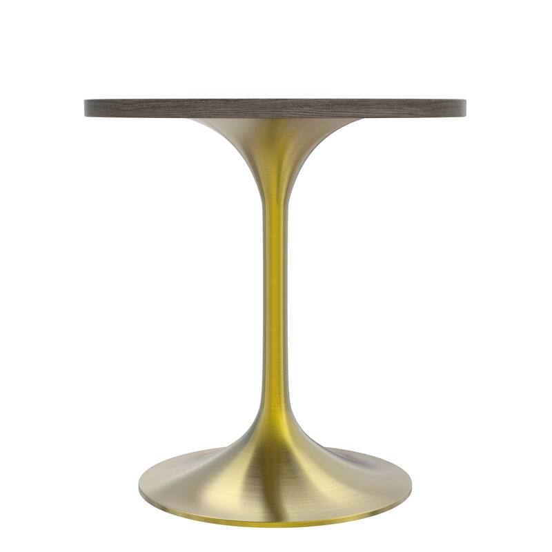 LeisureMod Verve 27" Round Dining Table with MDF Wood TableTop and Brushed Gold Base for Kitchen & Dining Room