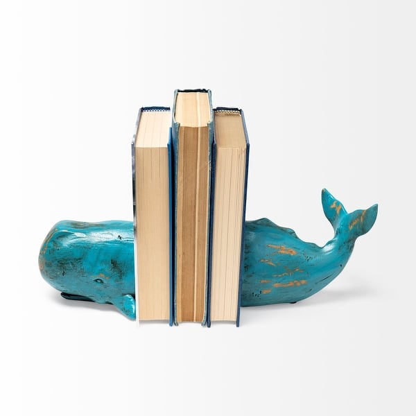 Rustic Aqua Blue Whale Shaped Bookends Rustic Aqua Blue Whale Shaped Bookends