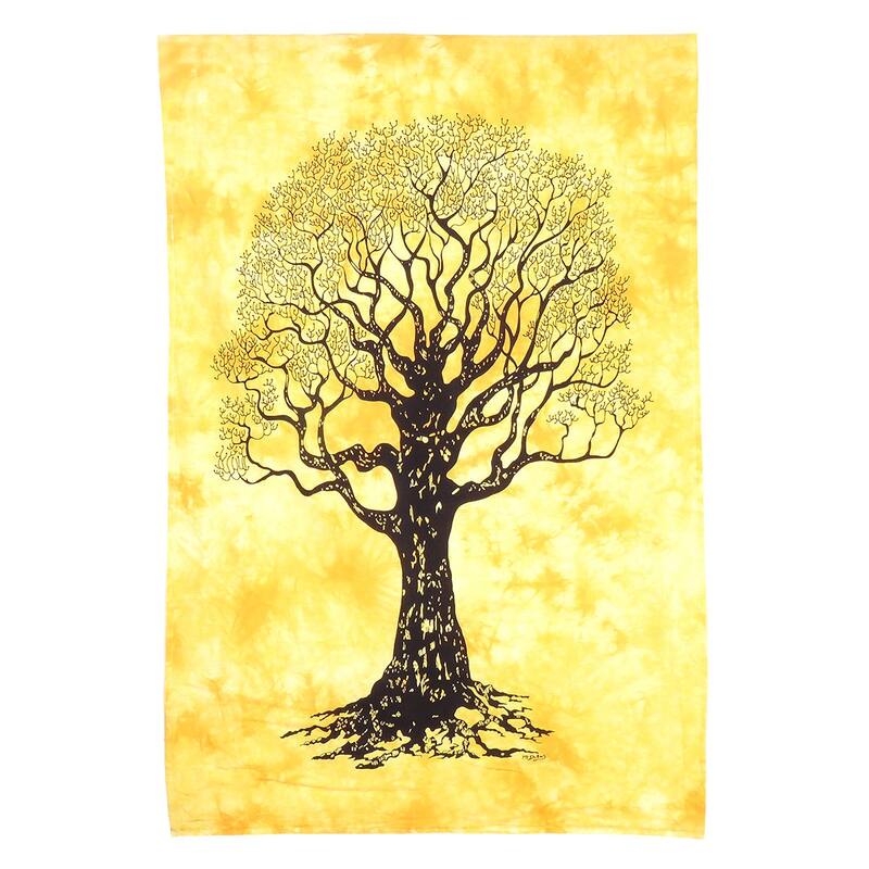 HomeRoots 45" X 30" Black Orange And Yellow Trees Cotton Hanging Tapestry