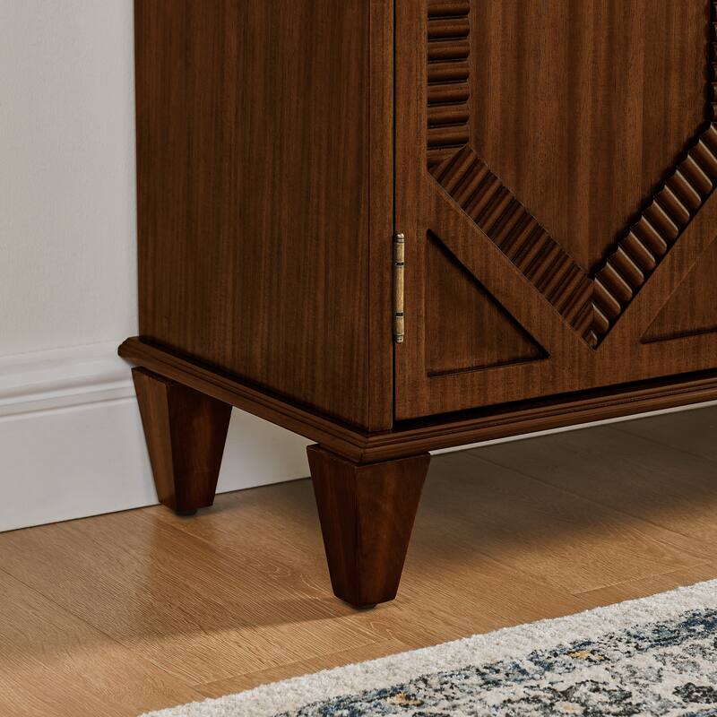 65.2" Mid Century Modern Sideboard Buffet Cabinet with Storage, Symmetrical Geometric Accent Coffee Bar Wine Bar Storage Cabinet