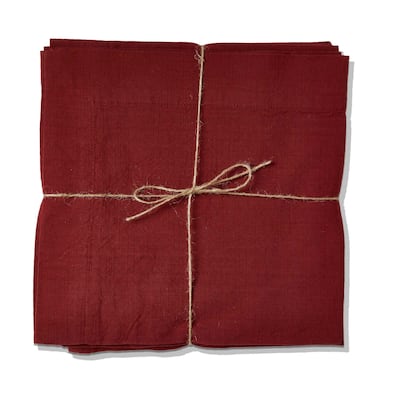 Threads Slub Napkin - Brick Red Cotton Cloth Napkins for Everyday Use, Machine Washable, 15" H x 20" L x 20" W