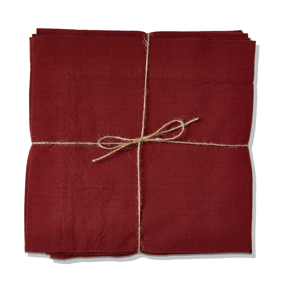 Threads Slub Napkin - Brick Red Cotton Cloth Napkins for Everyday Use, Machine Washable, 15" H x 20" L x 20" W