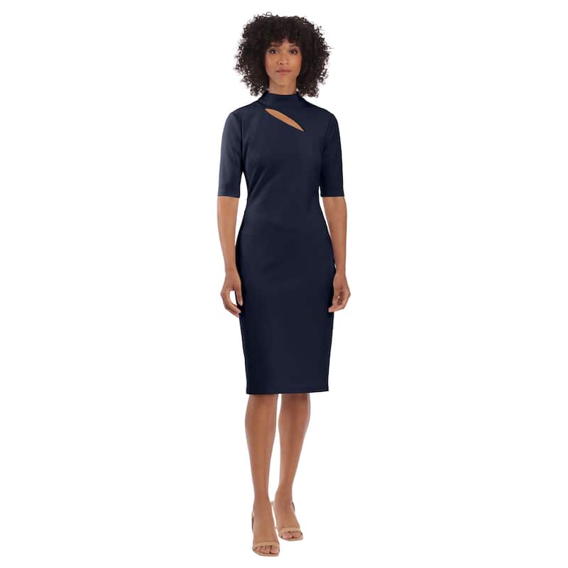 Maggy London Mock Neck Keyhole Dress