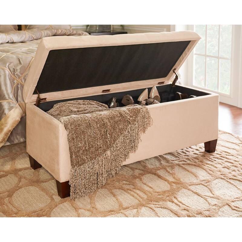 Upholstered Shoe Storage Ottoman - 48" - Beige