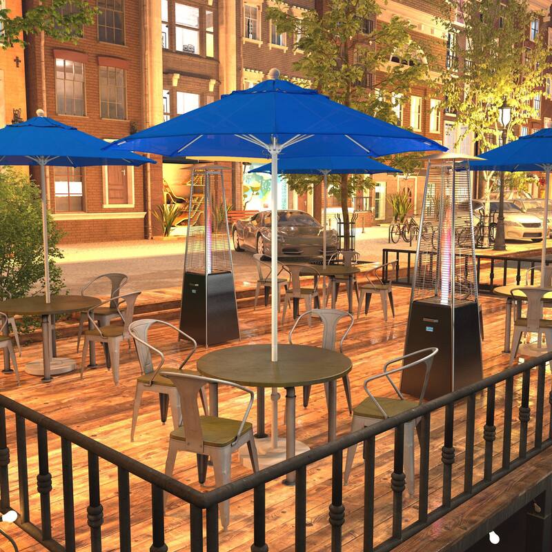 California Umbrella 75' Venture Series Patio Umbrella, White Aluminum Pole Fiberglass Ribs Push Lift Sunbrella - Pacific Blue