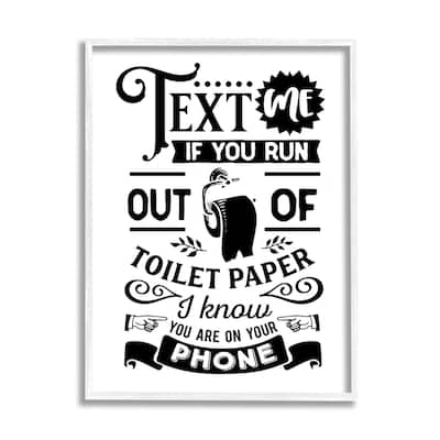 Stupell Text For Toilet Paper Vintage Text Bathroom Sign Framed Wall Art, Design by Lettered and Lined - Black