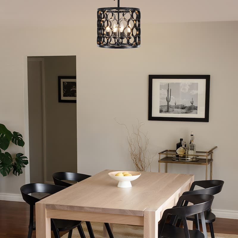 4 - Light Metal Ring - Shaped Semi - Flush Mount Ceiling Light