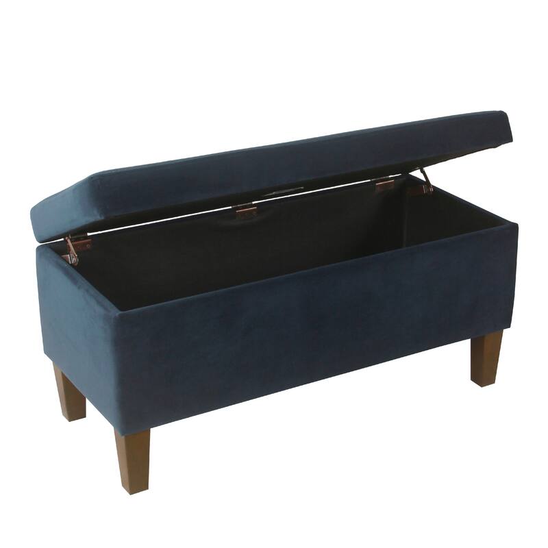 Ava Accent Storage Bench Ottoman with Navy Brown Velvet, 36 Inch