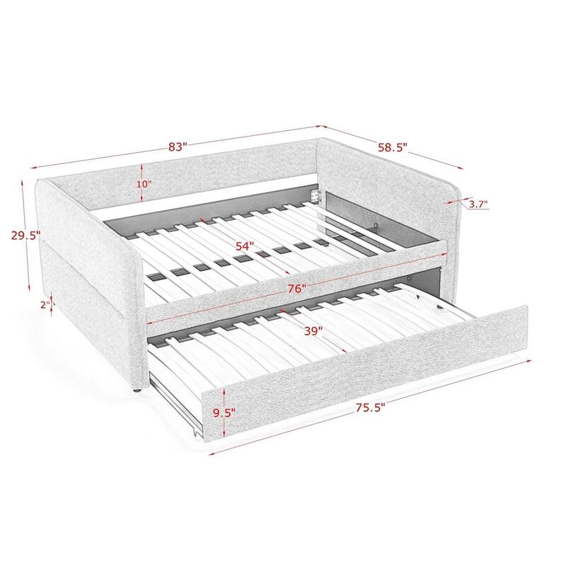 Daybed with Trundle Upholstered Tufted Sofa Bed