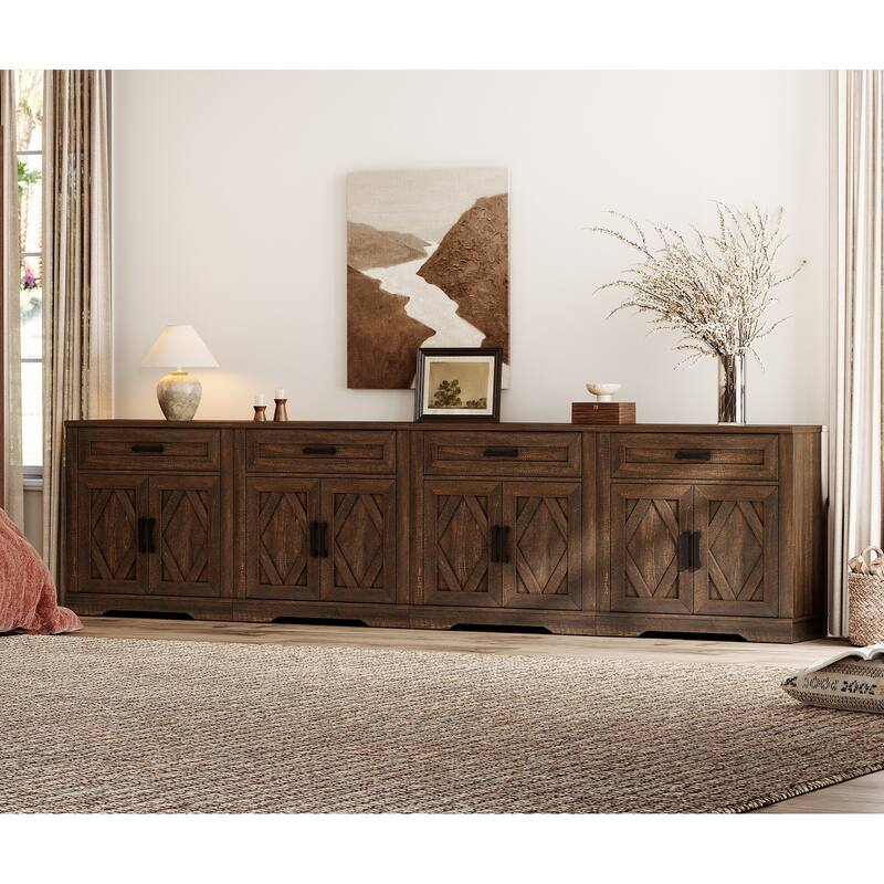 Farmhouse Entertainment Center with Storage Barn Door Cabinet for 50"-130" TVs