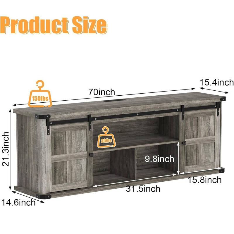 Mid Century Entertainment Center TV Stand for 77 Inch TVs with Storage Cabinets for Living Room - N/A