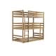 preview thumbnail 12 of 18, Rubber Wood Detachable Triple Twin Bunk Bed with Two Built-in Ladders,Guardrails,Kids and Baby