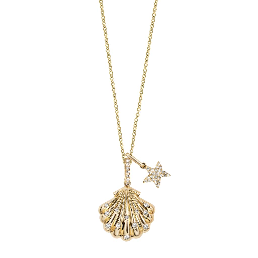 Effy Women's 14K Yellow Gold Diamond Seashore Charm Pendant Necklace