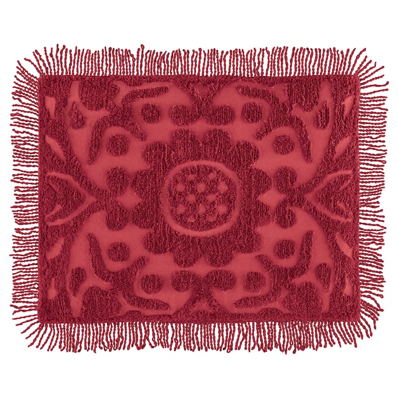 Blossoming Chenille Textured Floral Design Fringe Border Pillow Sham