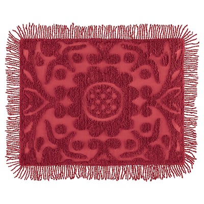 Blossoming Chenille Textured Floral Design Fringe Border Pillow Sham