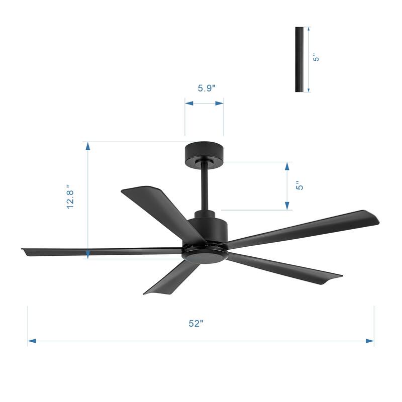52-Inch 5-Blade Ceiling Fan with Remote without Light