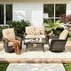 preview thumbnail 2 of 38, HOOOWOOO 5-piece Grey Wicker Chat Set Patio Conversation Set with Swivel Chairs Beige