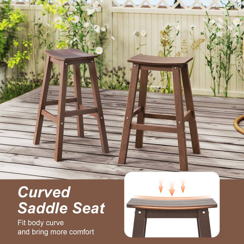 Gymax 3PCS Outdoor HDPE Bar Table & Chair Set for 2 w/ Footrests for