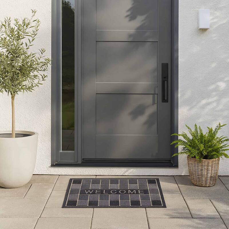 Welcome Rubber Door Mat 30x17 Inches - 30 L x 17 W x 1/4 H