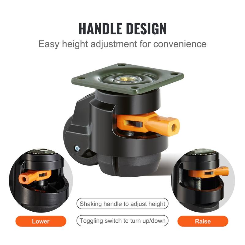 UIMOSO Leveling Casters, 4-Pack Heavy Duty 360° Swivel Caster Wheels Hold up to 1100 lbs Load, 2 inches Caster Diameter