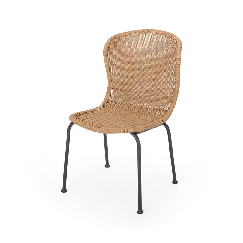 3 Pieces Wicker Patio Bistro Furniture Set, Outdoor Rattan Apartment Balcony Furniture Sets with Seat Cushion, Natural