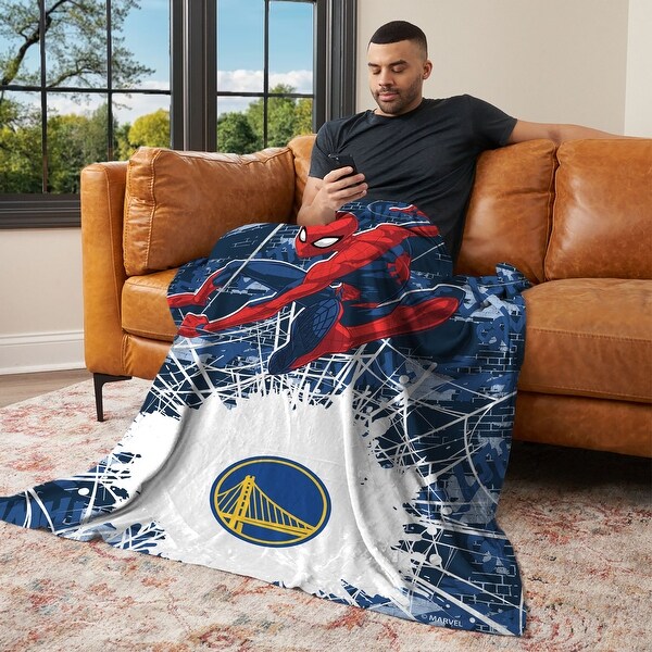 NBA Marvel Spider-Man Web Sling Silk Touch Throw Blanket - Bed