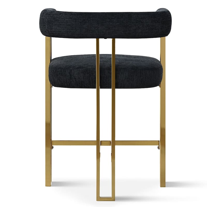 25" Seat Height Upholstered Chenille Gold Matel Counter Stool