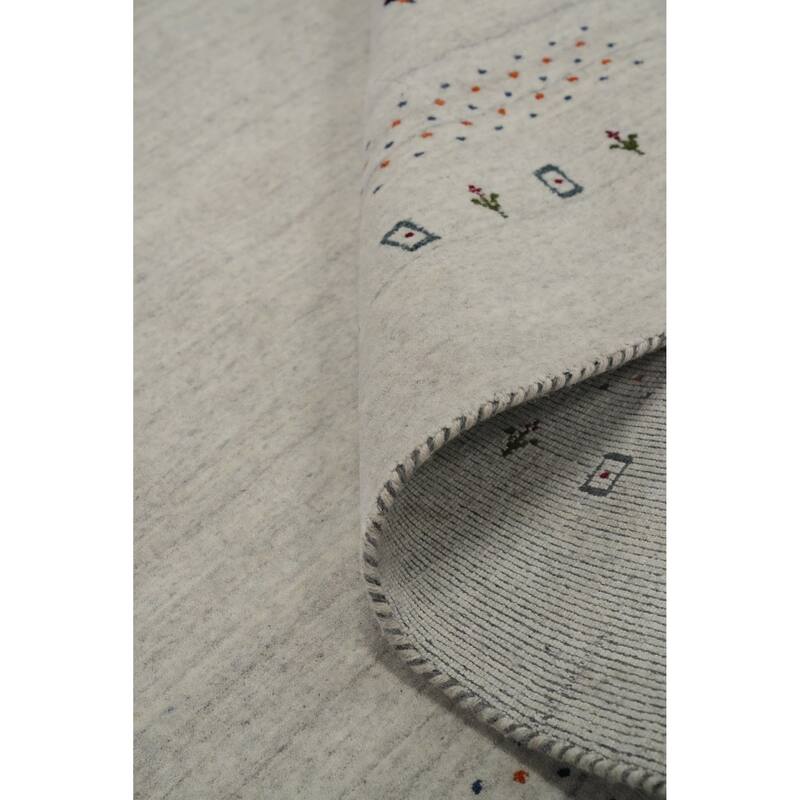 Hand Knotted Oriental 100% Wool Carpet Tribal Animal Pictorial Beige & Ivories Gabbeh Area Rug - 8' 0'' X 6' 0''