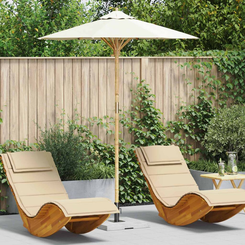 vidaXL Garden Parasol Cream White Ø 270 x 260 cm Bamboo - 70.87 x 70.87 x 90.55 in