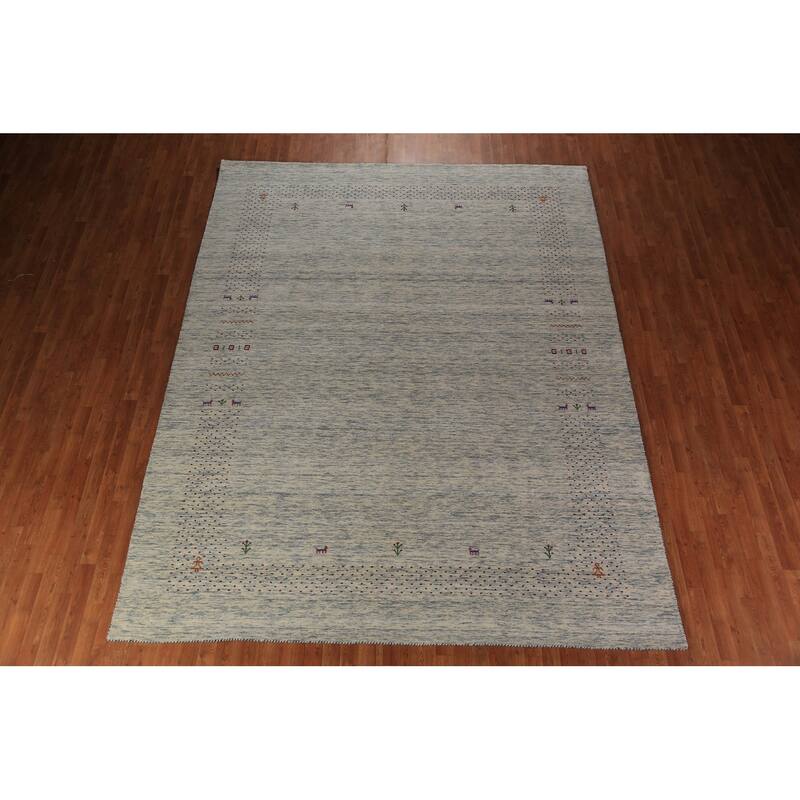 Tribal Gabbeh Oriental Rug Hand-Knotted Living Room Wool Carpet - 9'0" x 11'7"