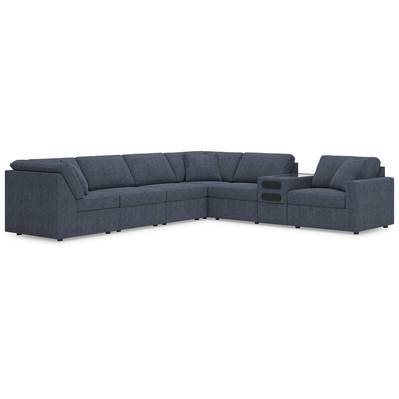 Signature Design by Ashley Modmax 7-Piece Sectional with Audio Console - 138" W x 86" D x 36" H - Blue