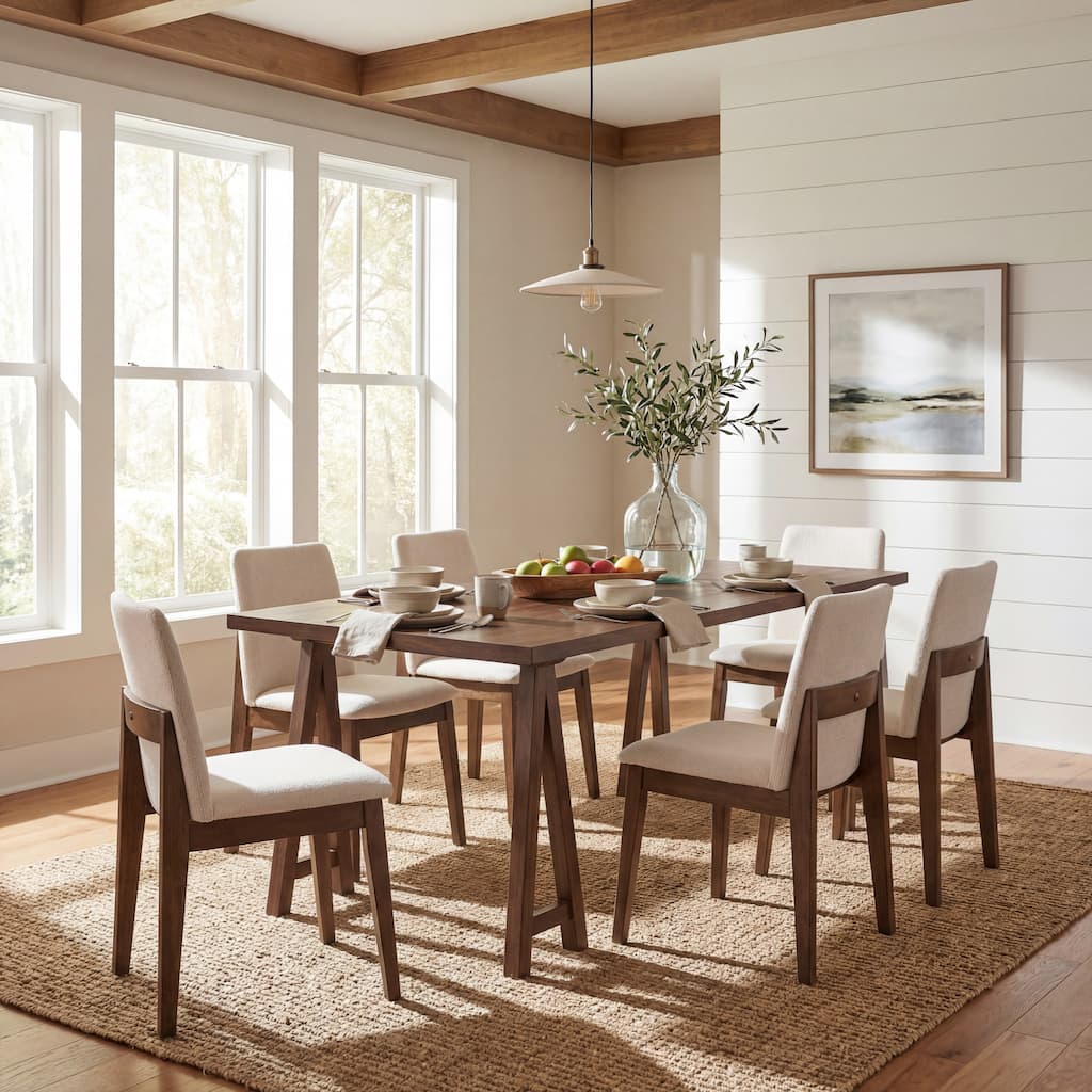 Christopher Knight Home - Havenport Farmhouse 7-Piece Dining Set with Wood Upholstered Chairs