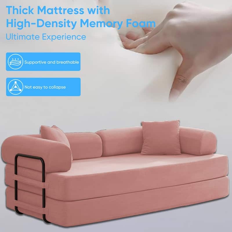 Mixoy Convertible Pull Out Sleeper Sofa Bed with Movable armrest,Folding Mattress Couch,Removable Washable Floor Sofa Bed