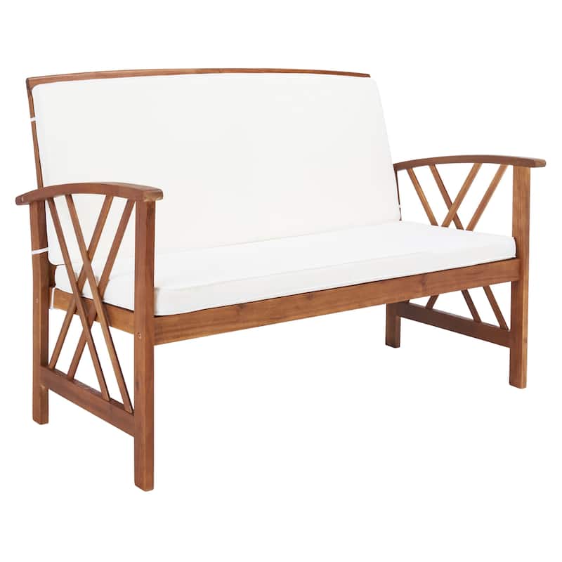 SAFAVIEH Outdoor Fontana 4-piece Acacia Wood Patio Conversation Set