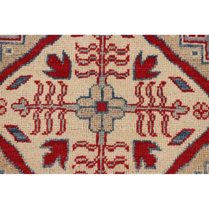 Light Blue Kazak Area Rug Living Room Hand-Knotted Wool Carpet - 6'8" x 9'9"