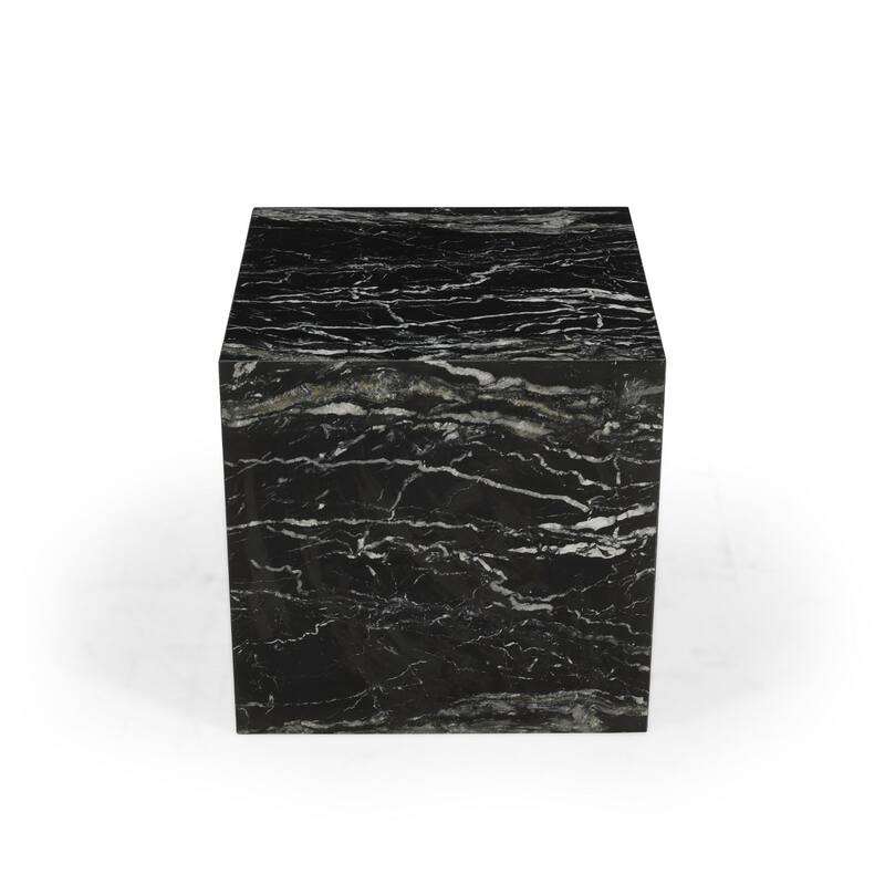 Square Marble Side Table - 18" - Black and White