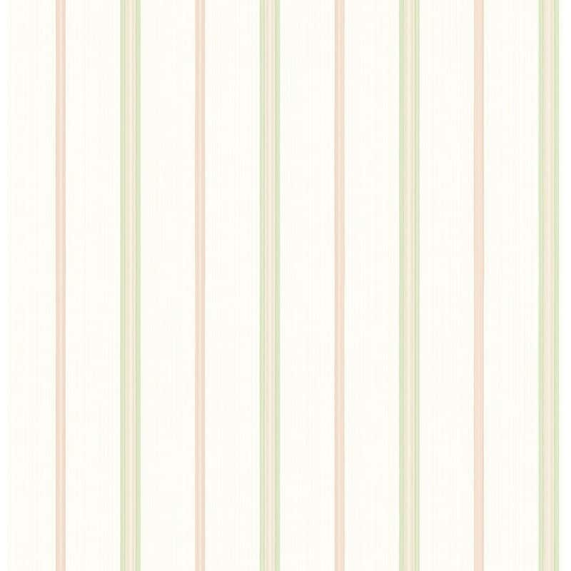 Seabrook Designs Chantilly Stripes Unpasted Wallpaper - 20.5 in. W x 33 ft. L - Cucumber & Peach