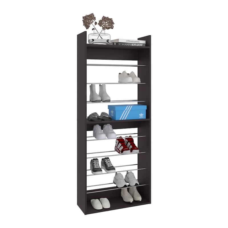 10-Tier Shoe Rack With Slim Vertical Design, Freestanding Footwear Storage, Black