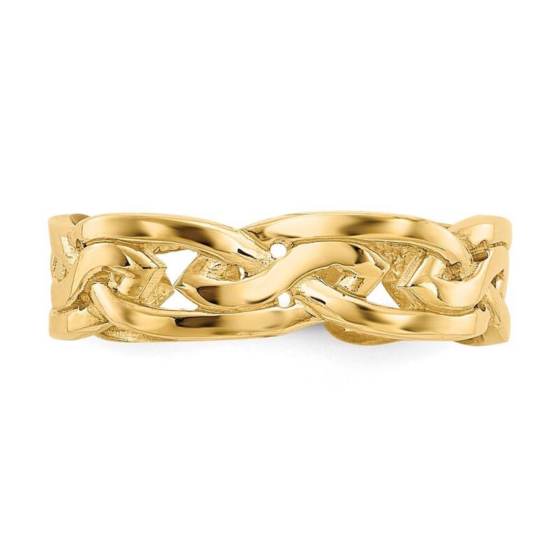 Curata Womens Adjustable Solid 14 karat Yellow Gold Weave Toe Ring