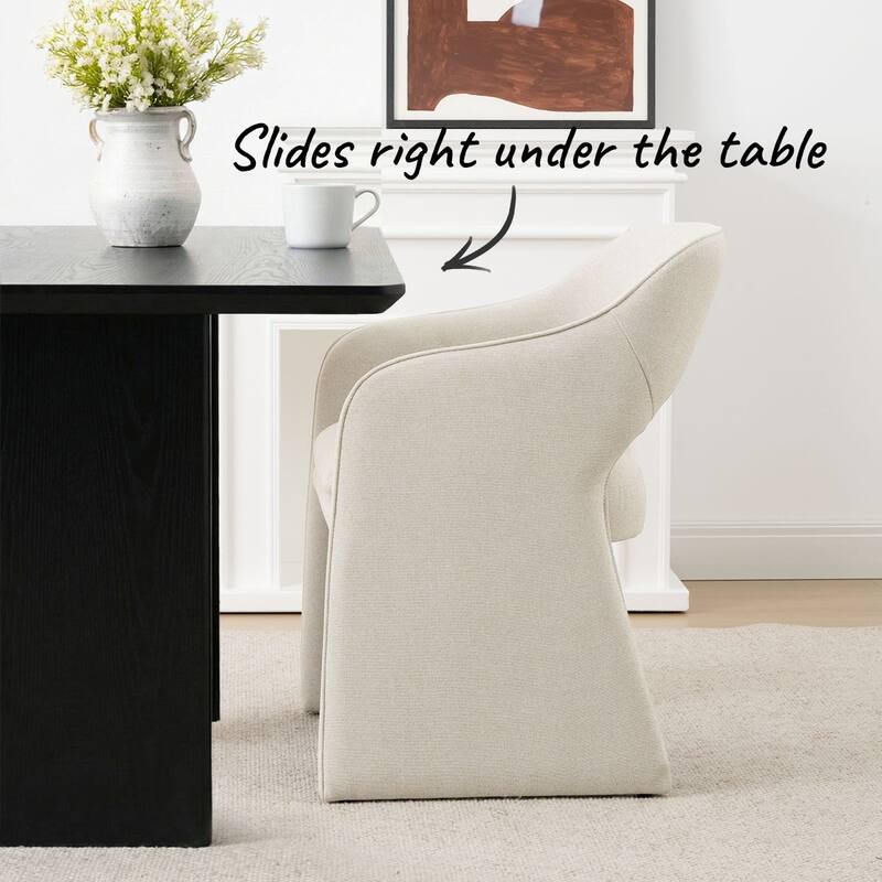 Upholstered Dining Chairs Set of 4 with Open-Back Design and Performance Fabric