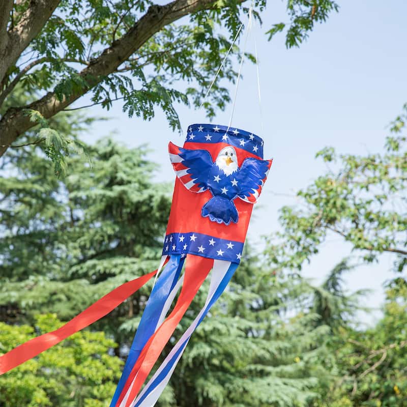 Glitzhome 60.25"H Patriotic Americana 3D Eagle Windsock